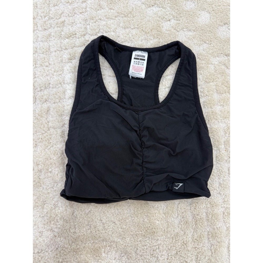 Gymshark Whitney Simmons Ruched Sports Bra Black Racerback Keyhole S GLSB3596